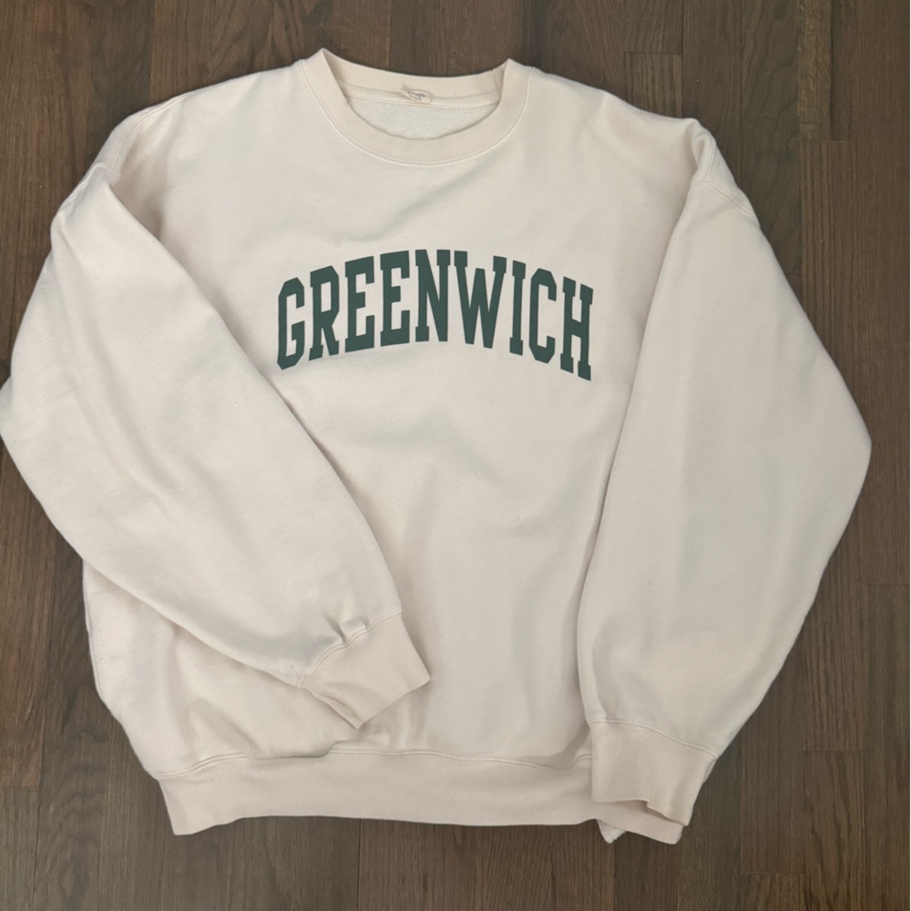 Brandy Melville Cream Greenwich Sweatshirt